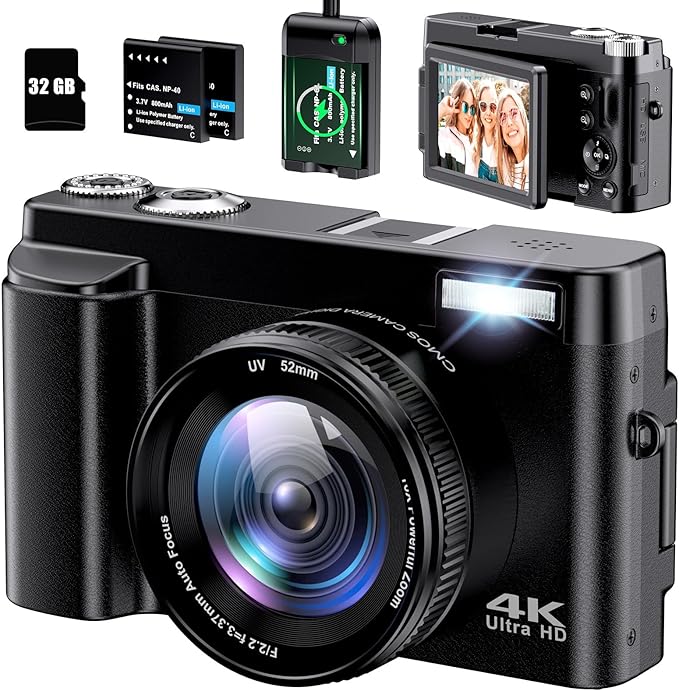 كاميرا رقمية 4K للتصوير الفوتوغرافي 48MP 4K مع بطاقة SD